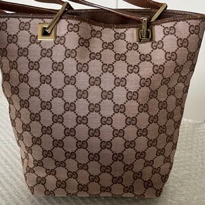 Gucci Mini Tote / Bucket Bag in Rare Pink Monogram Canvas